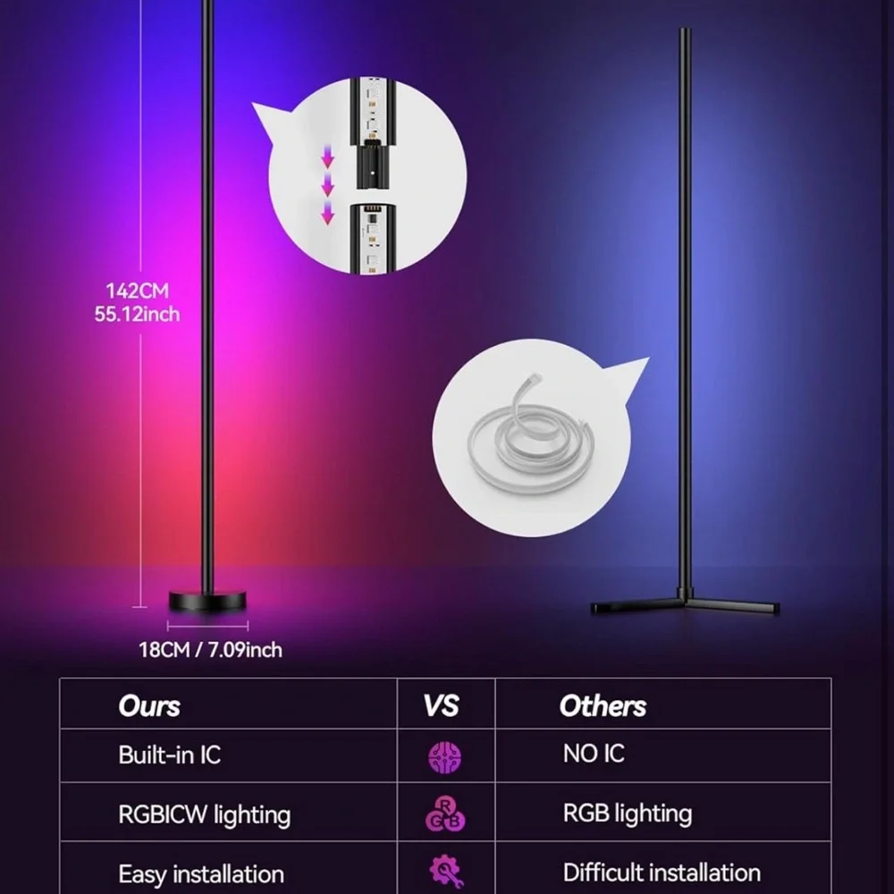 NWT LED Corner Lamp with App and Remote Control
